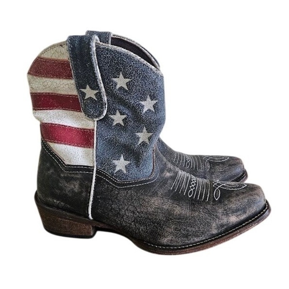 Roper Boots 7 American Flag Beauty Ankle Stars Stripes Western Cowgirl Rodeo